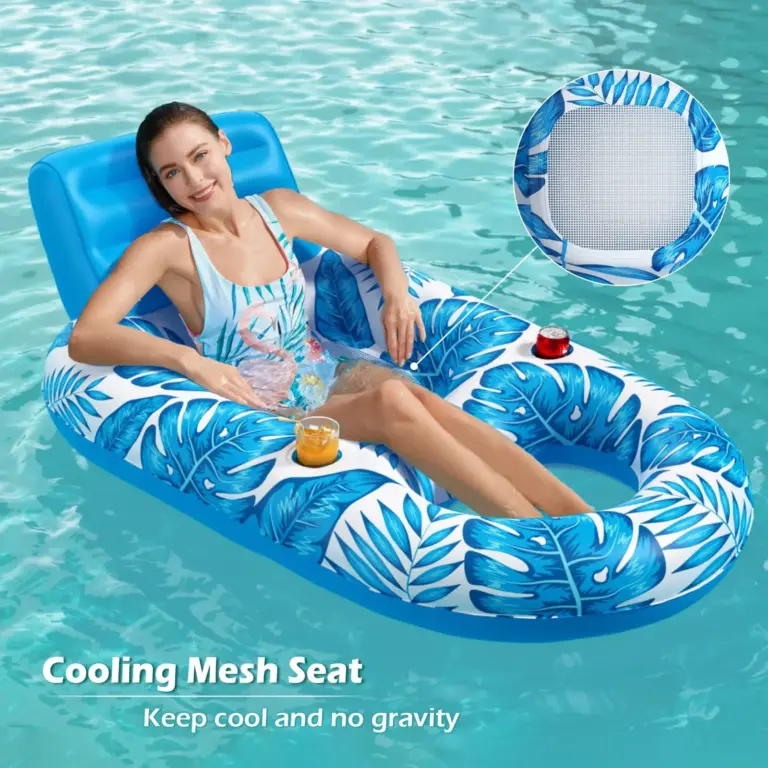 Matelas gonflable décorée de feuilles bleues - Kf s d f a e c f a aafba - Summer Waterfun