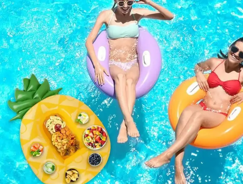 Table flottante "Ananas" avec porte gobelets - Kf s c d a c a e w - Summer Waterfun
