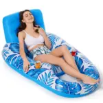 Matelas gonflable décorée de feuilles bleues - Kf sa f e a bca c fea e d f - Summer Waterfun