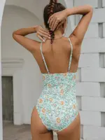 Maillot de bain une pièce imprimé vintage fleuri - Kf s f b ff bd b m - Summer Waterfun