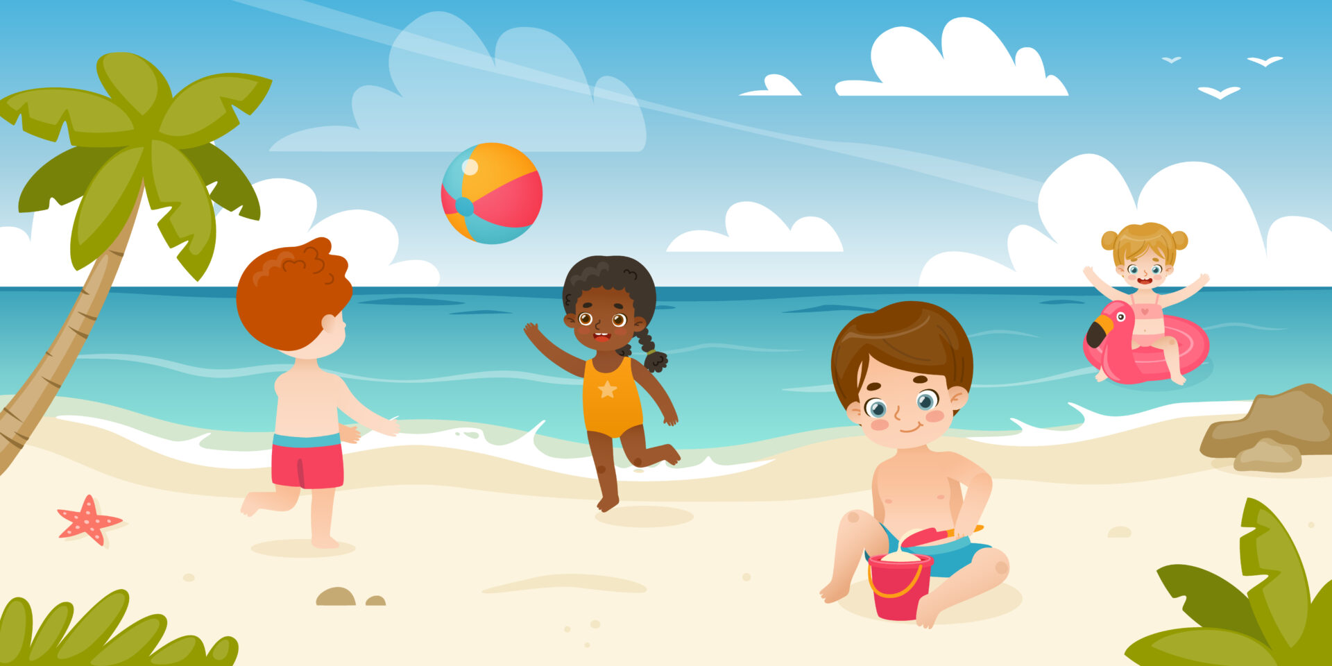 Accueil - Cute kids playing on the sea coast. adorable children on summer vacations. toddlers on the beach. - Summer Waterfun