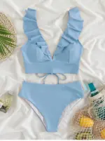 Maillot de bain à volant deux pièces taille haute - Kf s cd c f d e b d b b c a - Summer Waterfun