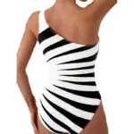 Maillot de bain une pièce motif rayé noir et blanc - Kf s b ce d a d dc e f bg - Summer Waterfun