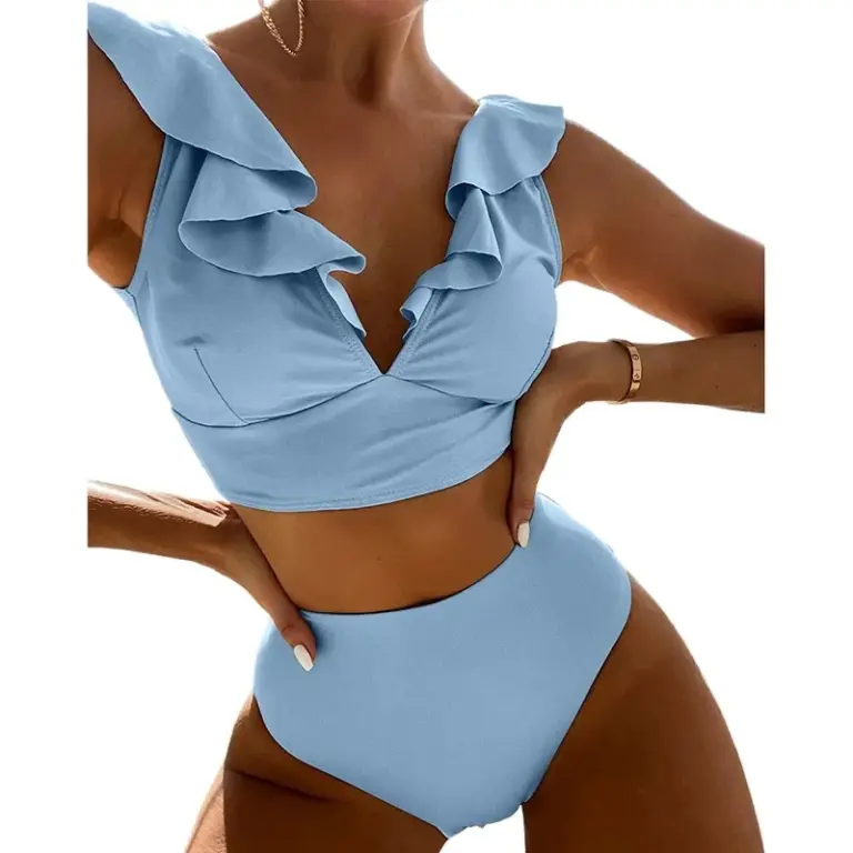 Maillot de bain à volant deux pièces taille haute - Kf s dff f bd bd b deaa c ed o - Summer Waterfun
