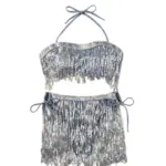 Maillot de bain deux pièces à sequins avec franges - Kf sb e fab e e v - Summer Waterfun